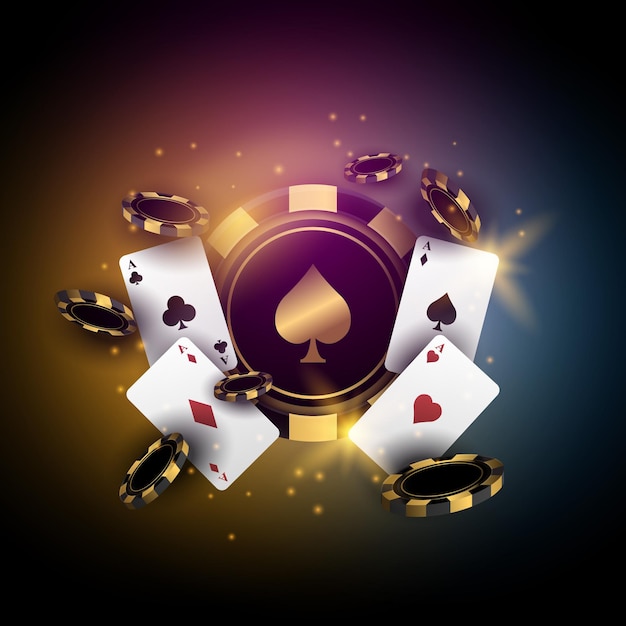 Vecteur casino de poker avec carte à jouer et jetons