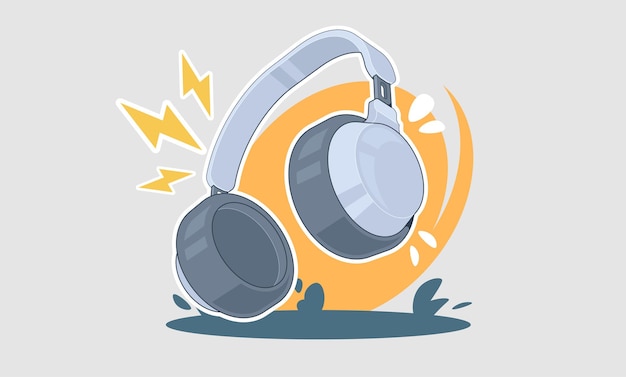 Casque cartoon illustration musique concept design