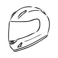 Vecteur casque de moto contour dessiné à la main doodle icône protection de moto et équipement de sécurité de vitesse con...