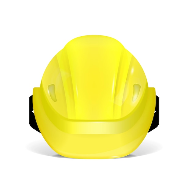 Casque de protection jaune Casque de construction polygonale en 3D Vue de face Illustration vectorielle