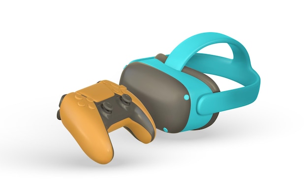 Vecteur casque de réalité virtuelle et contrôleur pour lunettes de réalité virtuelle 3d de jeu illustration vectorielle