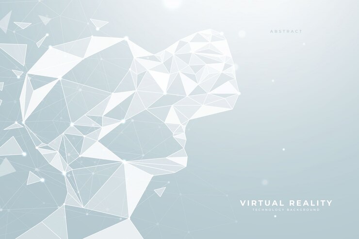 Vecteur casque de réalité virtuelle low poly background