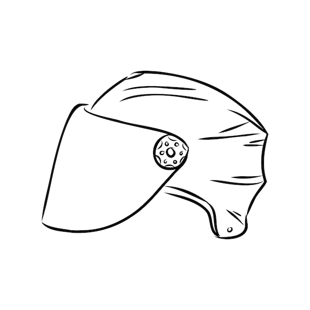 Casque De Vélo De Sécurité Dessinés à La Main Illustration Vectorielle Noir Et Blanc Casque Rétro