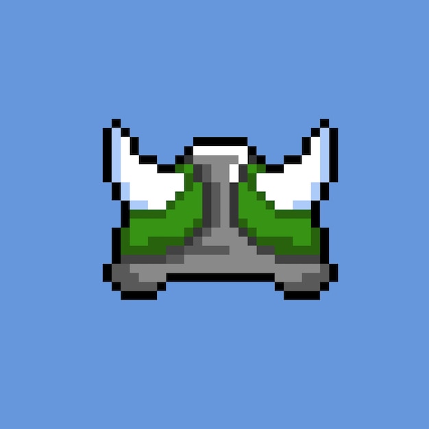 Casque Viking Vert Dans Un Style Pixel Art