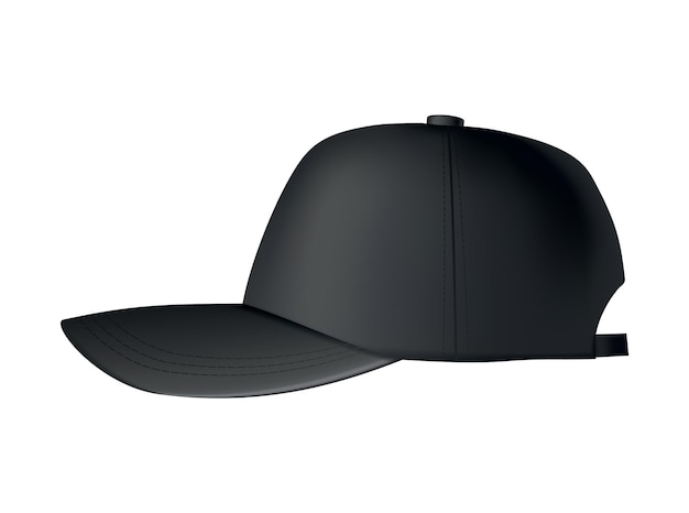 Vecteur casquette de baseball. vue de face du modèle de casquette de baseball réaliste. chapeau de sport. casquette vierge noire isolée sur fond blanc. modèle vierge de casquette uniforme de baseball.