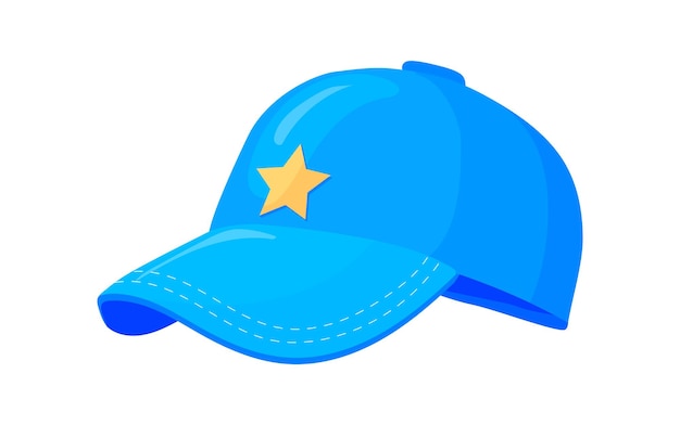 Casquette bleue de dessin animé. Chapeau avec visière pour le sport baseball derby, illustration vectorielle