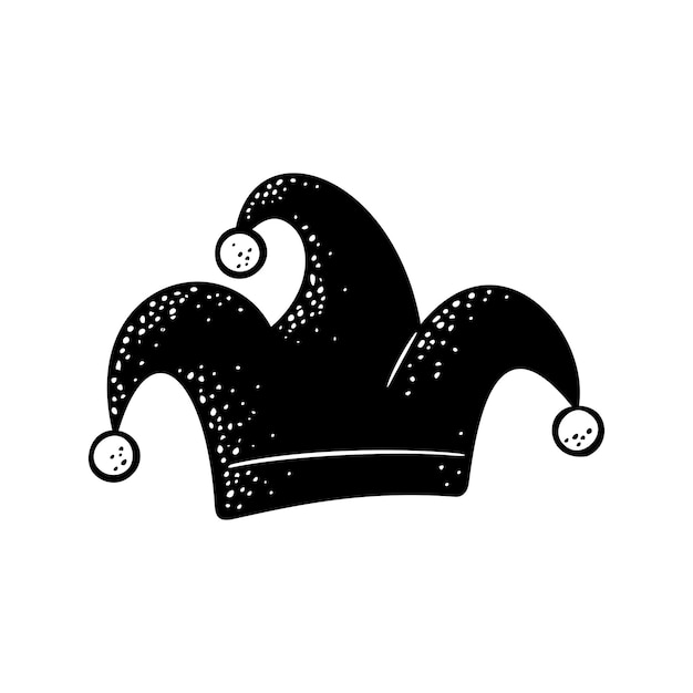 Casquette De Bouffon. Vector Illustration De Gravure Noire Isolée Sur Fond Blanc. Pour Le Web, Affiche