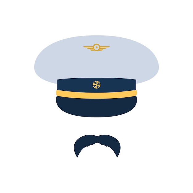 Vecteur casquette et moustache de pilote d'aviateur
