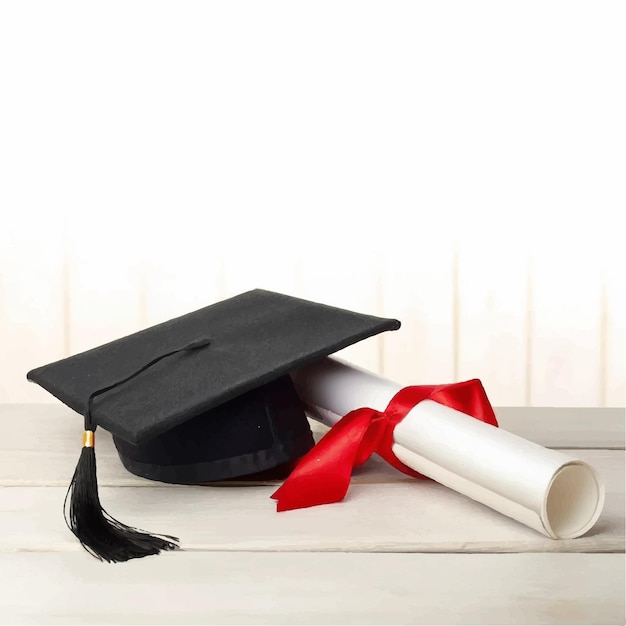une casquette d'obtention du diplôme et un diplôme sur une table