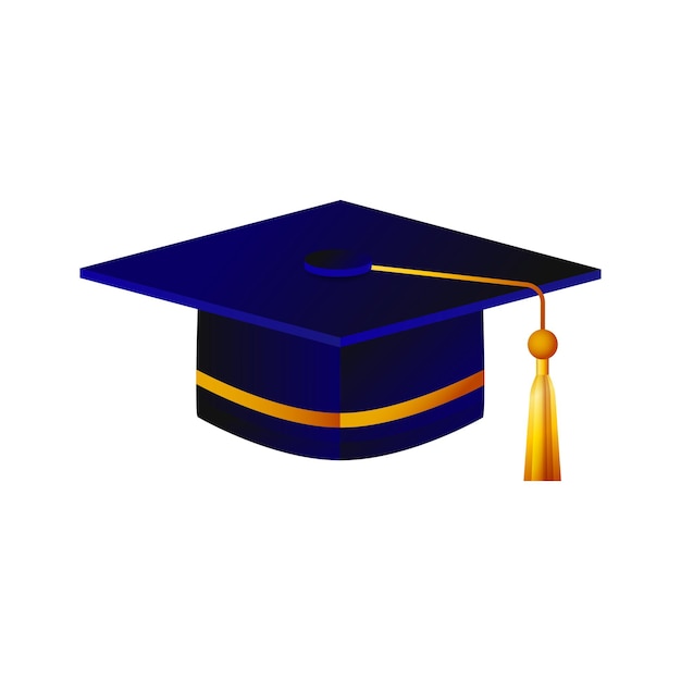 Casquette de remise des diplômes d'étudiant vectoriel avec une frise et un ruban en or