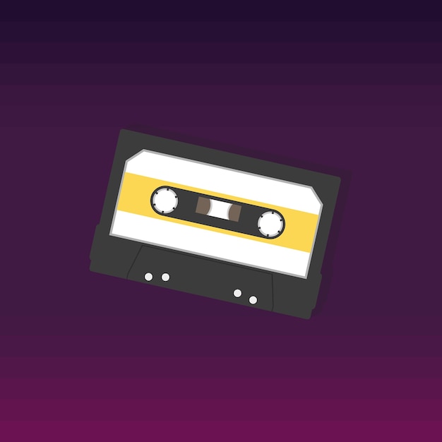 Cassette Sur Fond Dégradé Rétro. Illustration Vectorielle