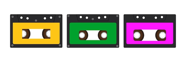 Des Cassettes Audio à L'ancienne Des Années 90 Clipart Multicolore Lumineux Vector Illustration Prête à L'emploi