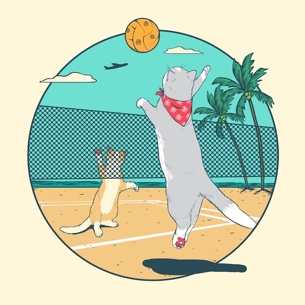 Vecteur cat volleyball