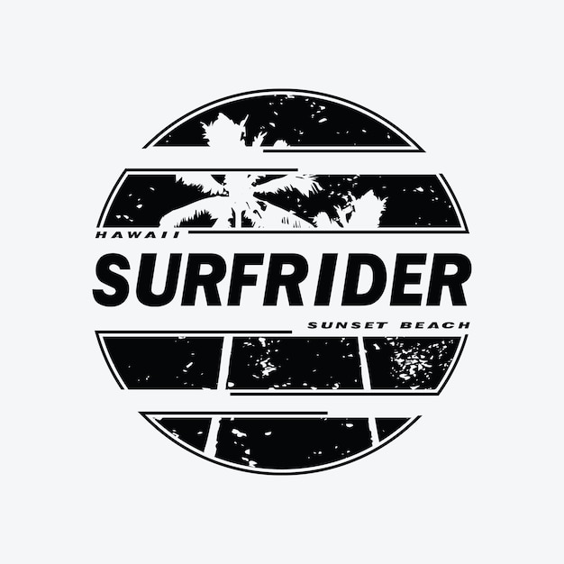 Vecteur cavalier de surf et surf hawaii stump typographie tshirt graphiques impression affiche bannière flyer