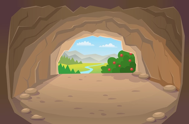 Cave Sortie De La Caveillustration En Style Cartoon Pour Les Jeux