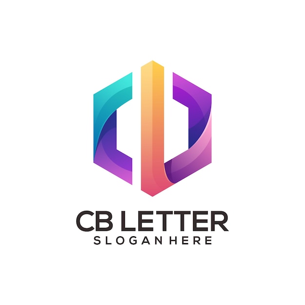 Cb Lettre Logo Dégradé Abstrait Coloré