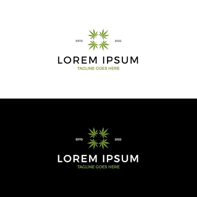 Vecteur cbd cannabis marijuana pot feuille de chanvre timbre logo design inspiration