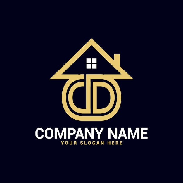 Cd dc Modèle vectoriel de logo de lettre immobilière