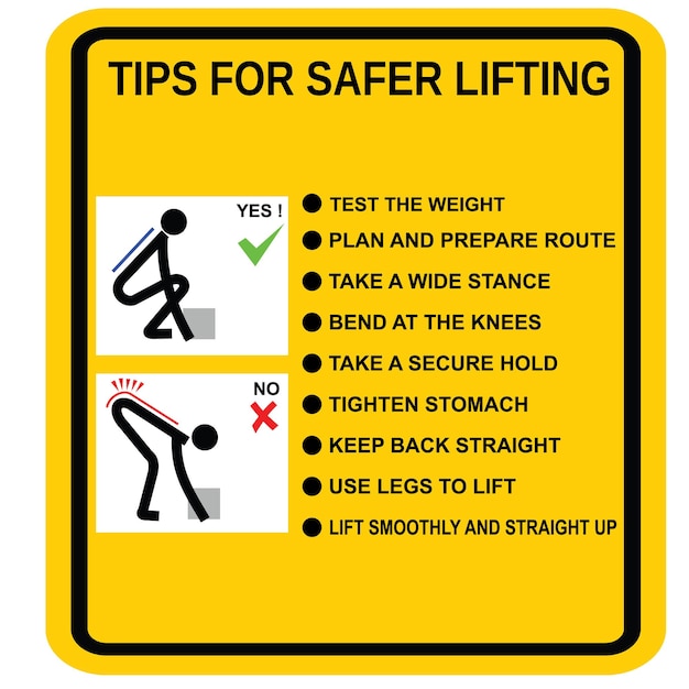 Ceci Est Une Affiche Conseils Pour Un Vecteur D'étiquette Et D'autocollant De Levage Plus Sûr