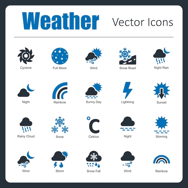 Vecteur ceci est une collection d'icônes de vecteurs météorologiques parfaits en pixels fabriqués à la main