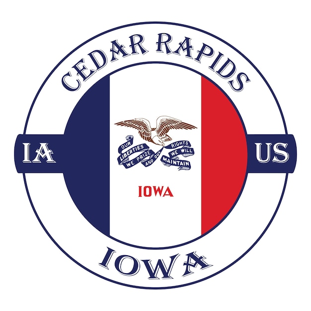 Vecteur cedar rapids iowa drapeau usa voyage souvenir sceau timbre badge autocollant logo illustration vectorielle svg eps