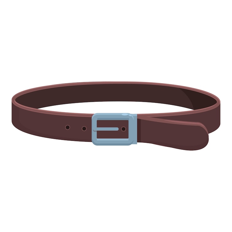 Vecteur ceinture classique en cuir brun avec boucle métallique attachée