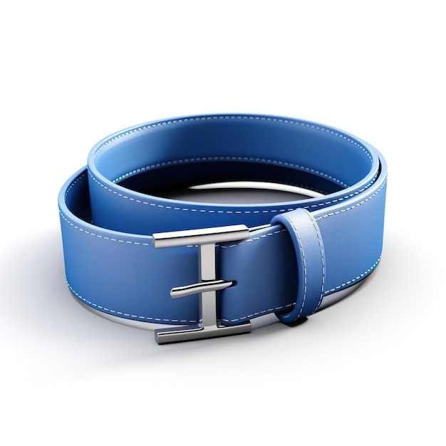 Vecteur ceinture de couleur bleue vecteur 3d fond blanc isolé haut