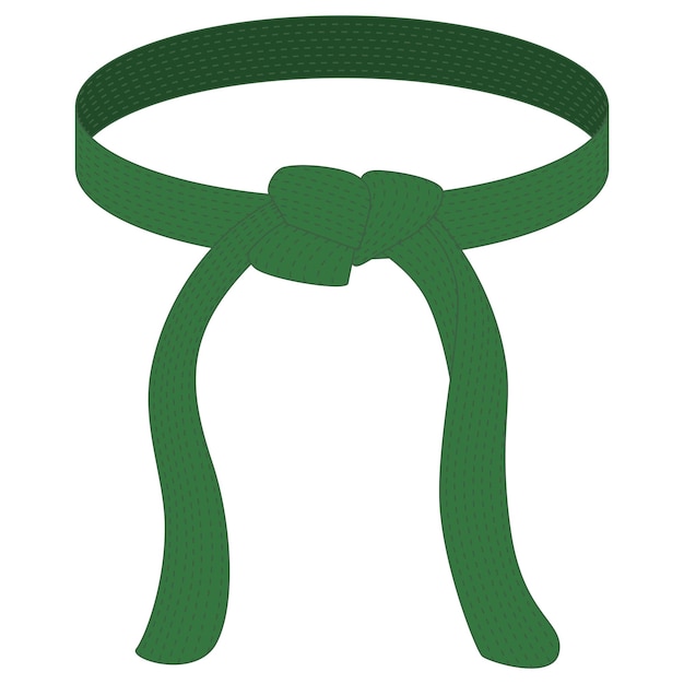 Ceinture De Karaté Couleur Verte Isolée Sur Fond Blanc Icône Du Design De L'art Martial Japonais Dans Un Style Plat