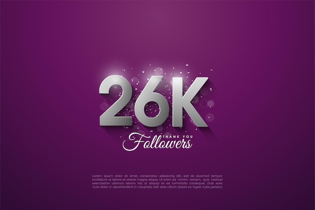 célébration de 26 000 abonnés sur fond violet foncé.