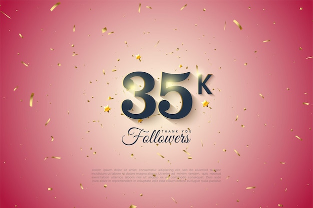 célébration de 35 000 abonnés avec effet de lumière au milieu des chiffres.