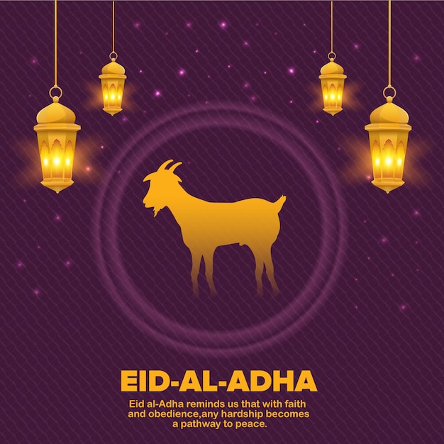 Célébration de l'Aïd al-Adha avec une chèvre d'or et des lanternes