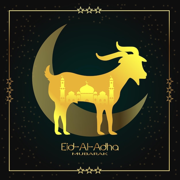 Célébration de l'Aïd al-Adha Mubarak avec la chèvre et le croissant de lune