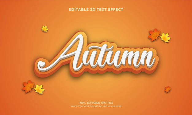 Célébration De L'automne Vecteur D'effet De Texte Modifiable 3d Vecteur Premium