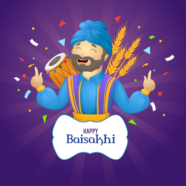 Célébration De Baisakhi Heureux Dessinés à La Main