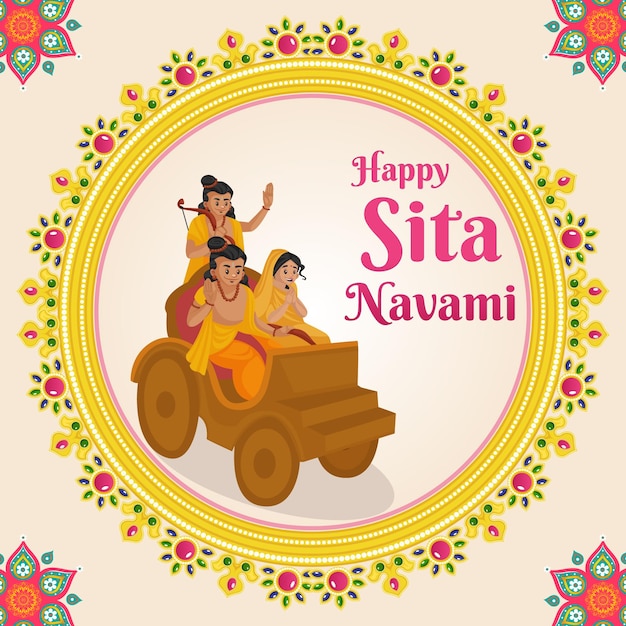 Célébration De La Conception De La Bannière Du Festival Indien Sita Navami Heureux