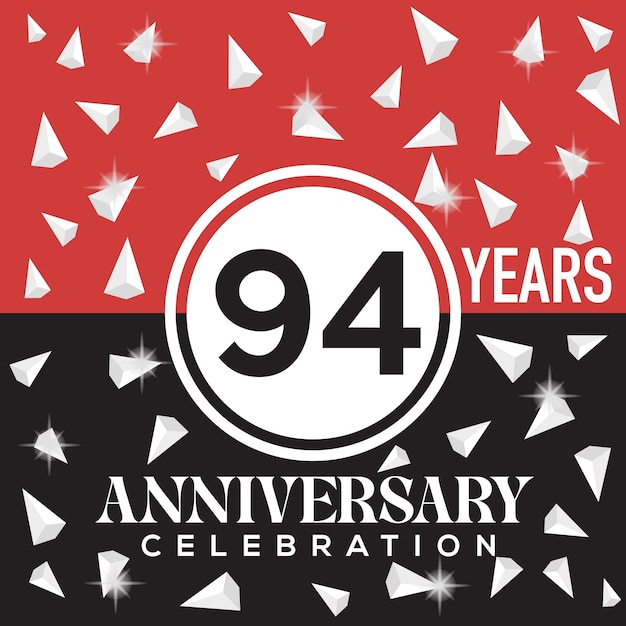 Célébration De La Conception Du Logo Du 94e Anniversaire Avec Un Fond Rouge Et Noir.