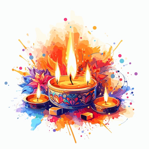 Célébration De Diwali Dans Le Style Indien Illustration De Bougies Allumées
