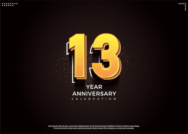 Célébration du 13e anniversaire avec des chiffres jaunes.
