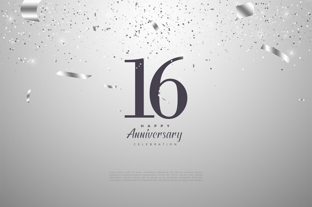 Célébration du 16e anniversaire avec des numéros plats.