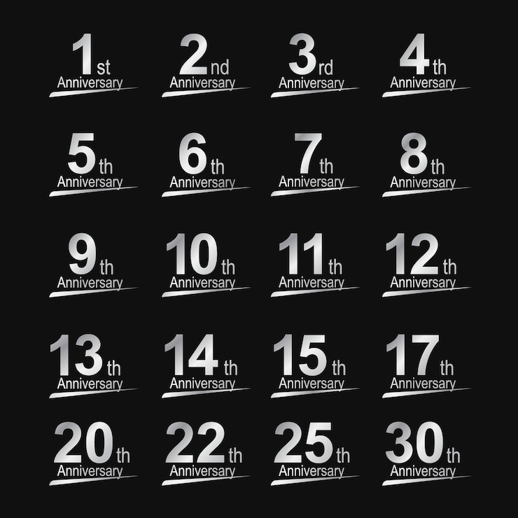 Vecteur célébration du 1er au 30e anniversaire d'argent logo moderne simple