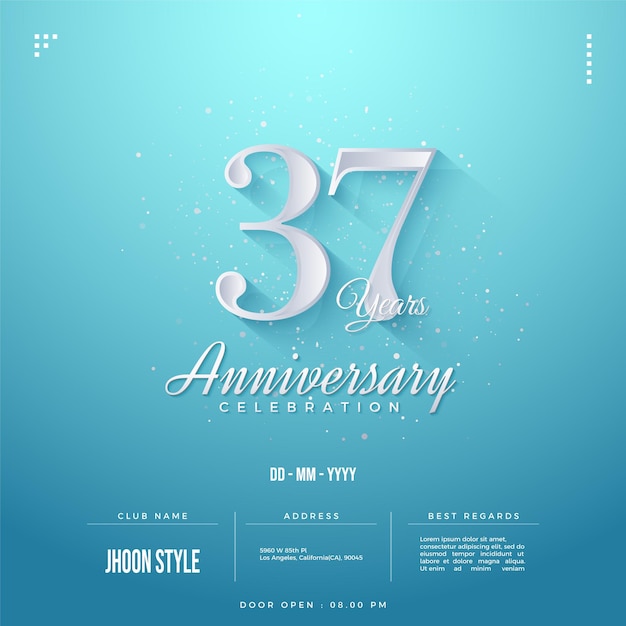 Célébration du 37e anniversaire avec une couleur de fond douce.