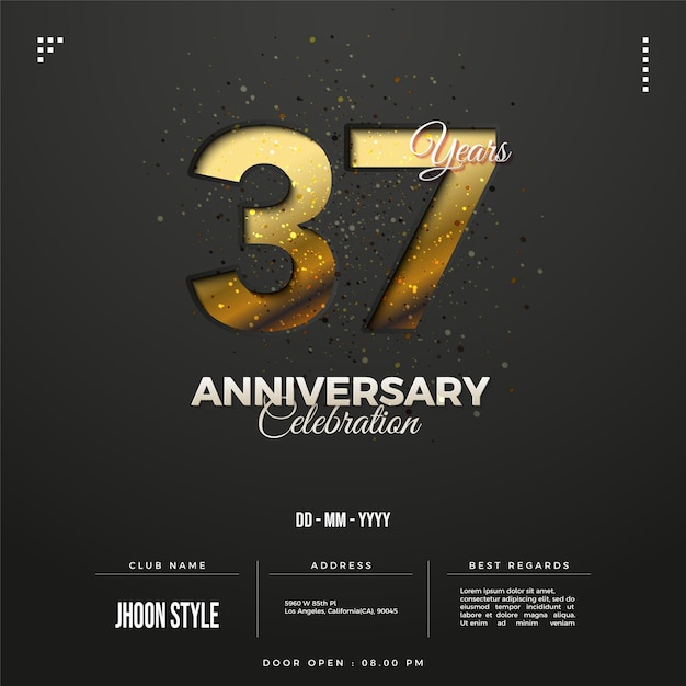 Célébration du 37e anniversaire sur fond délicat.