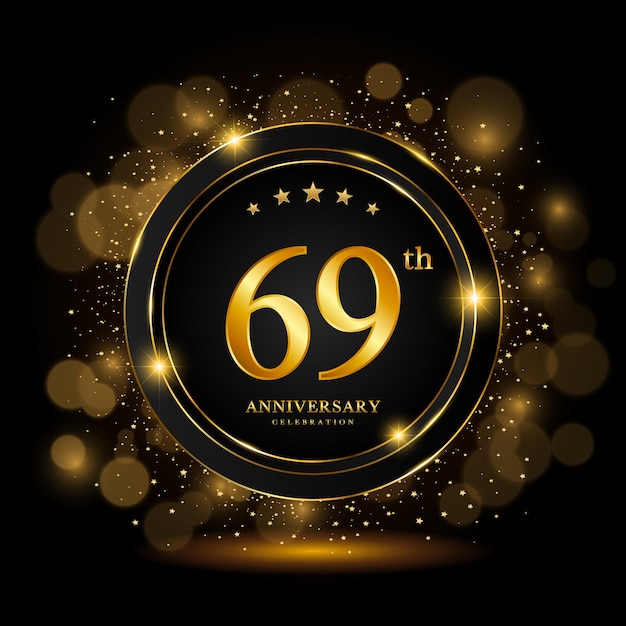 Célébration du 69e anniversaire Conception de modèle de célébration d'anniversaire d'or Illustrations vectorielles