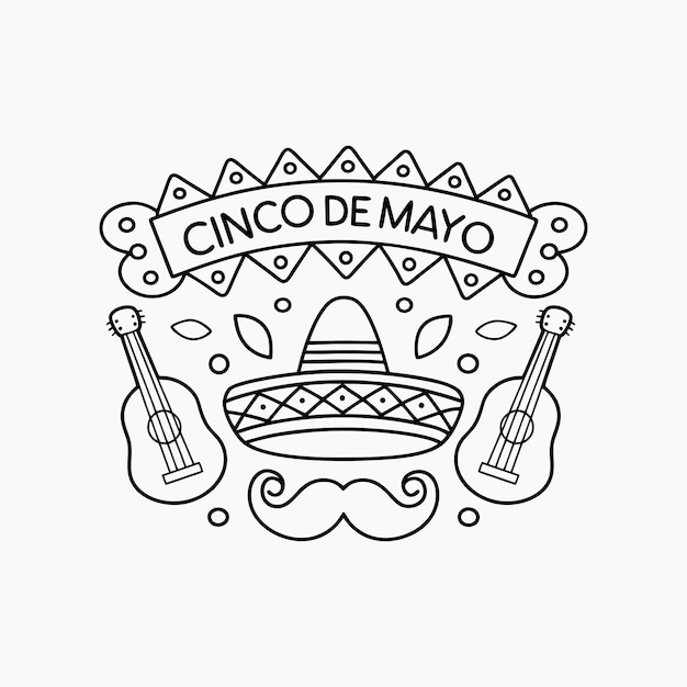 Célébration du Cinco de Mayo Illustration de la fête mexicaine avec un sombrero et des symboles culturels