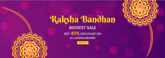 Célébration du festival indien Happy Raksha Bandhan plus grande conception de bannière de vente sur beau fond violet