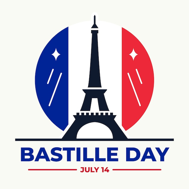 Célébration du jour de la Bastille Journée nationale française le 14 juillet avec le drapeau en arrière-plan