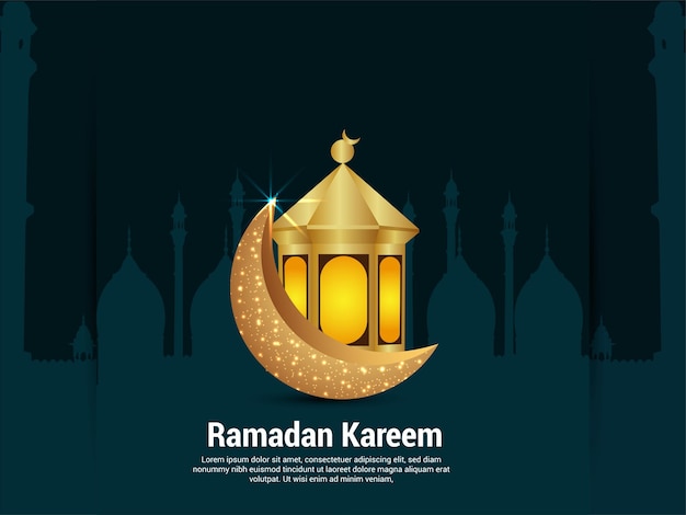 Célébration Du Ramadan Kareem Avec Lanterne Arabe Et Lune Sur Fond Créatif