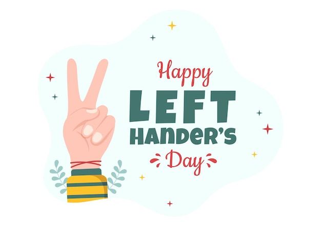 Célébration de la journée internationale des gauchers avec sa main levée en illustration de fond de dessin animé