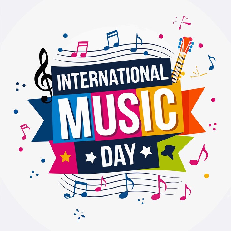 Vecteur célébration de la journée internationale de la musique pour un post sur les médias sociaux ou une bannière sur fond blanc