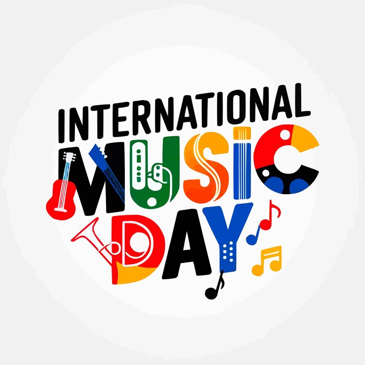 Vecteur célébration de la journée internationale de la musique pour un post sur les médias sociaux ou une bannière sur fond blanc